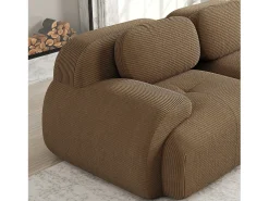 Sale DripeX Sofá de canto 2 lugares modular - em Veludo cotelê - com 2 almofadas e puff - ergonômico - 208x178x70cm - Marrom Castanho