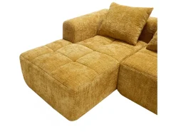 Sofá* Sofá de canto - com bolsas de arrumação e 3 almofadas - chenille - com chaise longue e braços Amarelo