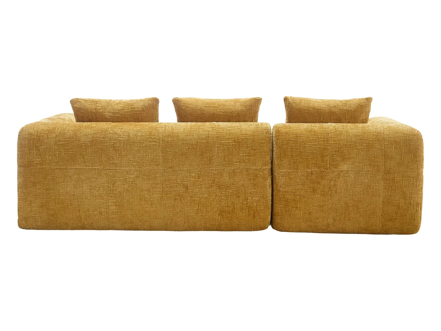 Sofá* Sofá de canto - com bolsas de arrumação e 3 almofadas - chenille - com chaise longue e braços Amarelo