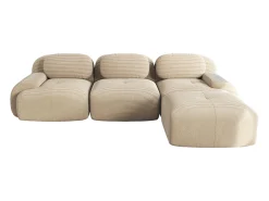 Sofá| Sofá de canto - Sofá de 3 lugares com braços curvos e almofadas decorativas - bombazine Bege