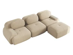 Sofá| Sofá de canto - Sofá de 3 lugares com braços curvos e almofadas decorativas - bombazine Bege