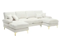 Sofá de canto - Sofá de 4 lugares com assento e almofadas - chenille - para sala de estar e quarto^ Sofá