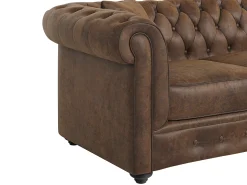 Sofá*Vente-unique Sofá de canto chesterfield microfibra envelhecida TOLEDO Castanho