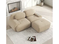 Sofá de canto com braços curvos - Sofá de 2 lugares com costas e almofadas decorativas - bombazine^ Sofá