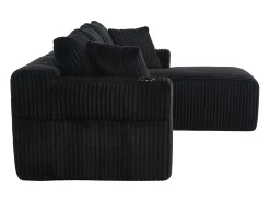 Sofá de canto com suporte para copos - Sofá de 3 lugares com cinco almofadas e bolsos laterais - bombazine^ Sofá