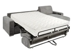 Outlet Vente-unique Sofá de canto convertível abertura rápida veludo canelado 160 cm latte large 22 CALITO Cinzento claro