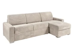 Best Vente-unique Sofá de canto convertível abertura rápida veludo canelado 140 cm ripas largas 18 cm CALITO Bege