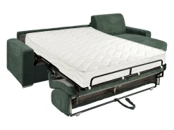 Sofá|Vente-unique Sofá de canto convertível abertura rápida veludo canelado verde 140 cm ripas largas 22 cm CALITO Verde pinho