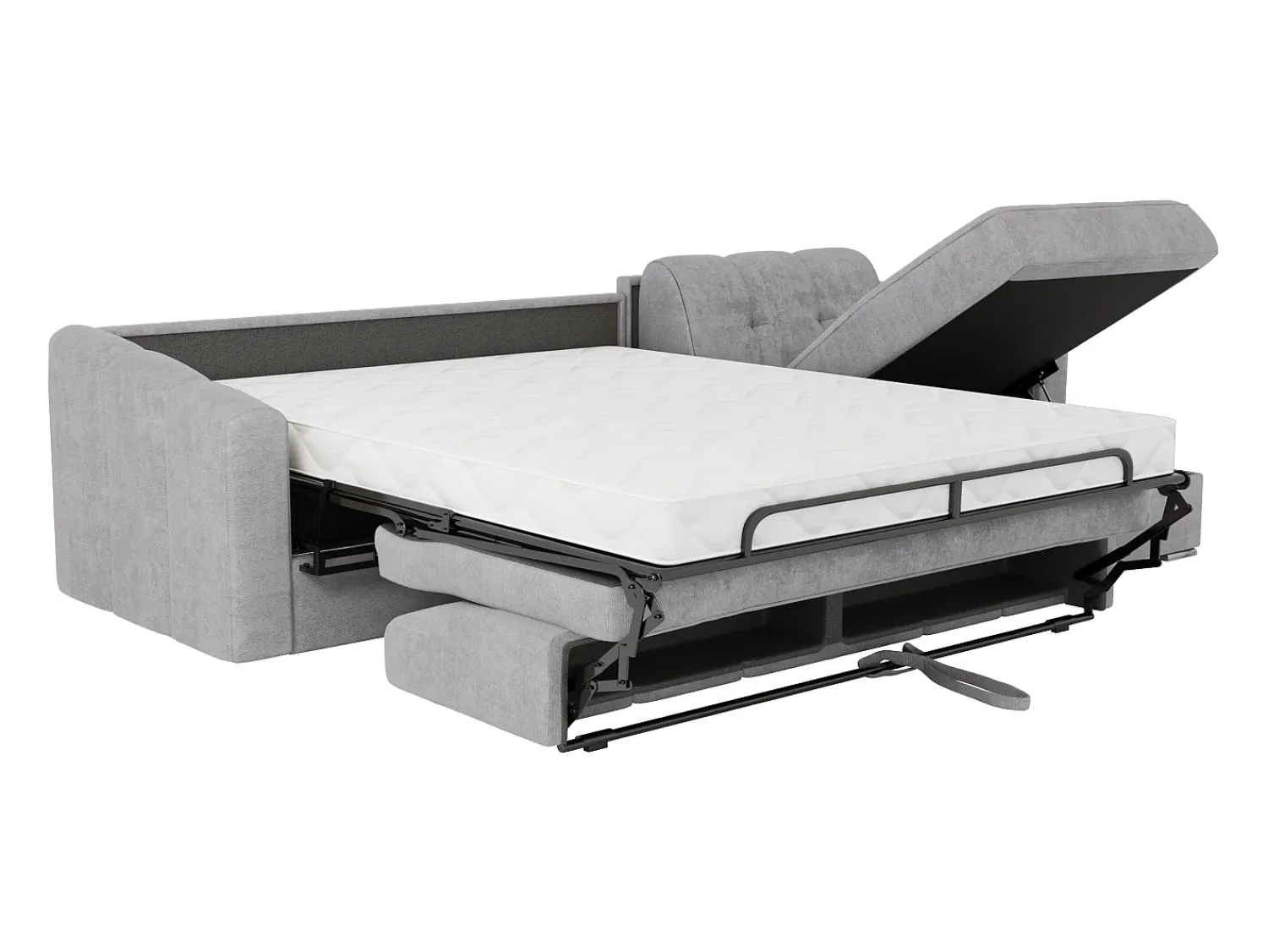 Sofá*Vente-unique Sofá de canto convertível abertura rápida tecido ripas - 140 cm - 14 cm DARIELO Cinzento claro