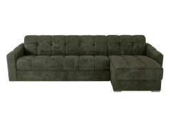 Vente-unique Sofá de canto convertível abertura rápida tecido verde ripas largas - 160 cm - 22 cm DARIELO^ Sofá