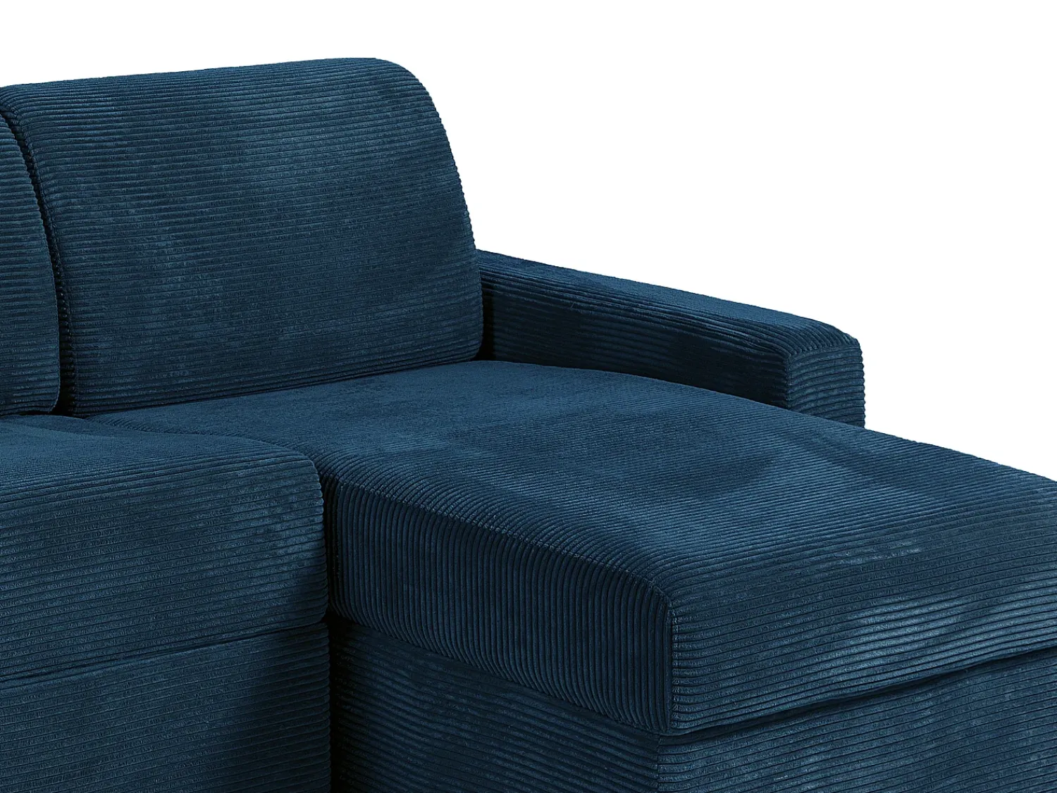 Sofá*Vente-unique Sofá de canto convertível abertura rápida veludo canelado 140 cm ripas largas 22 cm CALITO Azul