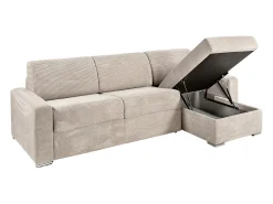 Sofá*Vente-unique Sofá de canto convertível abertura rápida veludo canelado 140 cm ripas largas 22 cm CALITO Bege