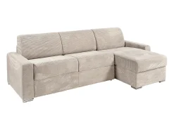 Sofá*Vente-unique Sofá de canto convertível abertura rápida veludo canelado 140 cm ripas largas 22 cm CALITO Bege