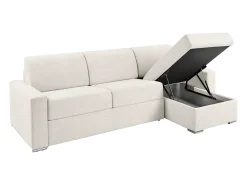 Sofá|Vente-unique Sofá de canto convertível abertura rápida em tecido ripas largas 160 cm - 14 cm - CALITO Bege