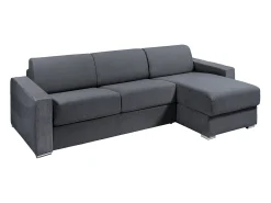 Sofá*Vente-unique Sofá de canto convertível abertura rápida em tecido cinzento antracite - 160 cm - 22 cm - CALITO Cinza antracite / Cinzento