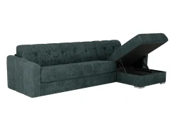 New Vente-unique Sofá de canto convertível abertura rápida tecido azul pato ripas largas 160 cm - 22 cm DARIELO Azul esverdeado