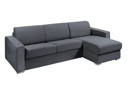 Outlet Vente-unique Sofá de canto convertível abertura rápida tecido cinzento antracite ripas 160 cm - 18 cm - CALITO Cinza antracite / Cinzento