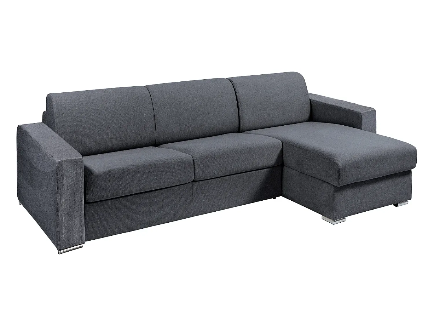 Sofá*Vente-unique Sofá de canto convertível abertura rápida em tecido cinzento antracite - 160 cm - 18 cm - CALITO Cinza antracite / Cinzento