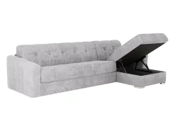 Sofá|Vente-unique Sofá de canto convertível abertura rápida reversível tecido ripas - 140 cm - 22 cm DARIELO Cinzento claro