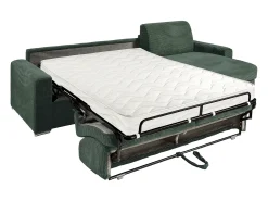 Sale Vente-unique Sofá de canto convertível abertura rápida veludo canelado verde 160 cm ripas largas 14 cm CALITO Verde pinho