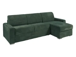 Sale Vente-unique Sofá de canto convertível abertura rápida veludo canelado verde 160 cm ripas largas 14 cm CALITO Verde pinho