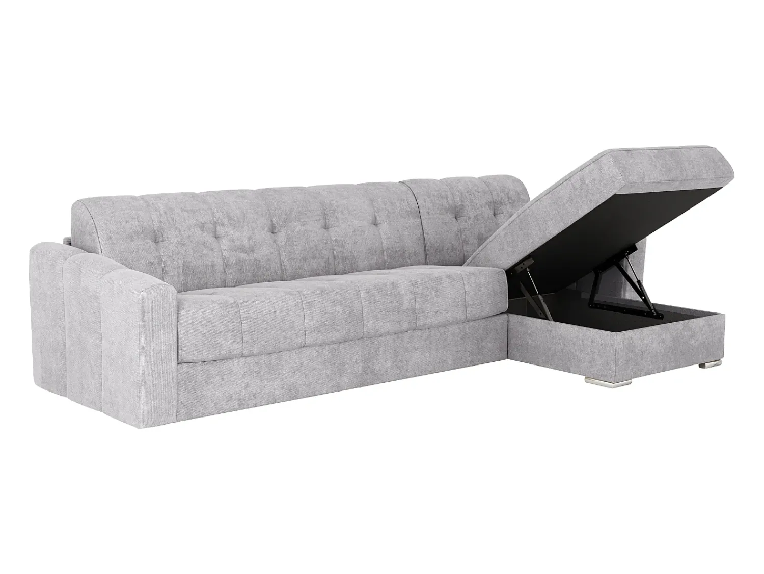 Sofá|Vente-unique Sofá de canto convertível abertura rápida tecido ripas - 160 cm - 22 cm DARIELO Cinzento claro