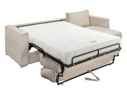 Sofá|Vente-unique Sofá de canto convertível abertura rápida veludo canelado , cama 140cm esp.22cm LORETO Bege