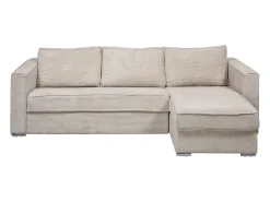 Sofá|Vente-unique Sofá de canto convertível abertura rápida veludo canelado , cama 140cm esp.22cm LORETO Bege