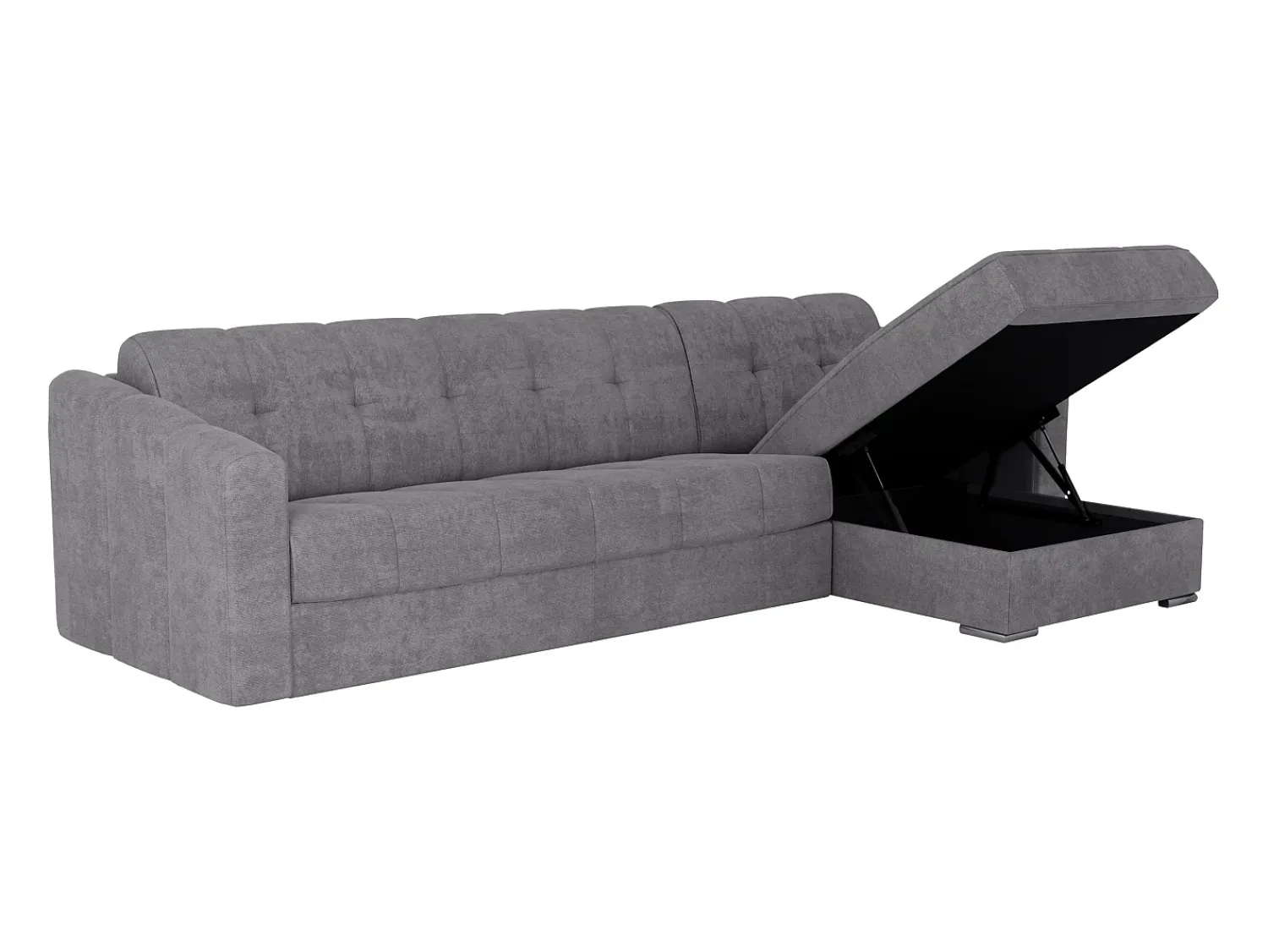 Sofá|Vente-unique Sofá de canto convertível abertura rápida tecido ripas largas - 160 cm - 14 cm DARIELO Cinzento