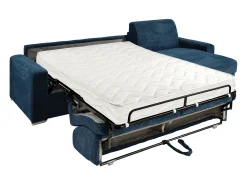 Sofá|Vente-unique Sofá de canto convertível abertura rápida veludo canelado 160 cm ripas largas 18 cm CALITO Azul