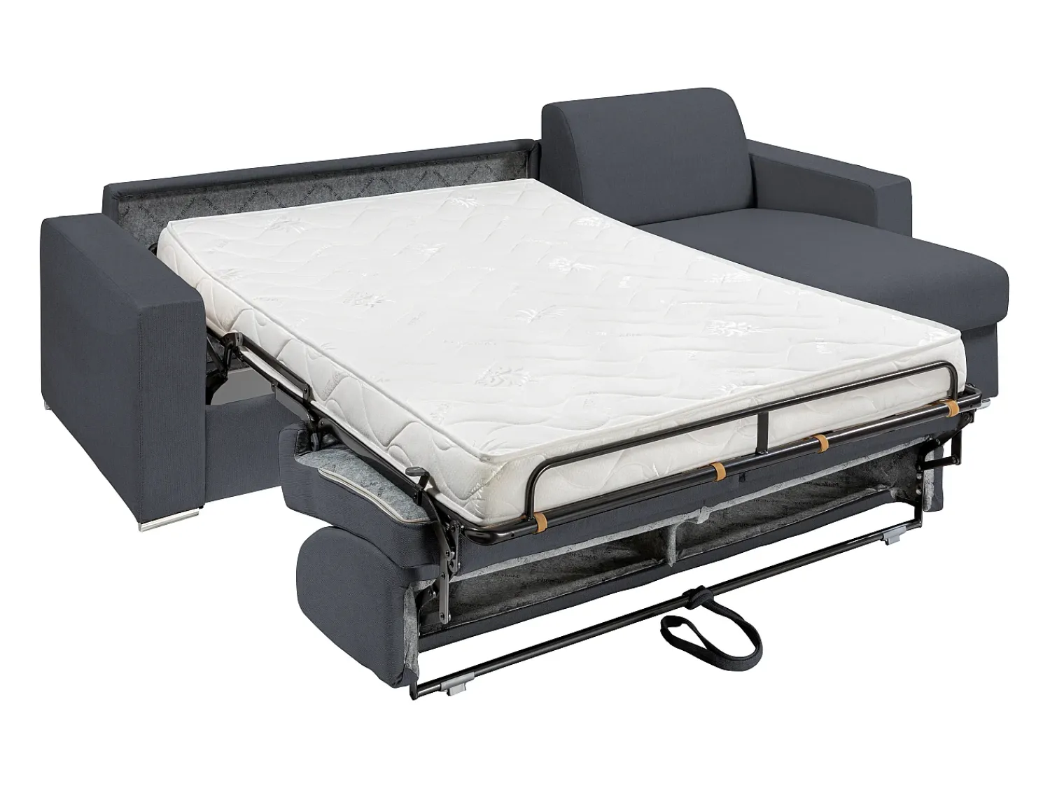 Sofá*Vente-unique Sofá de canto convertível abertura rápida tecido cinzento antracite ripas 140 cm - 14 cm CALITO Cinza antracite / Cinzento