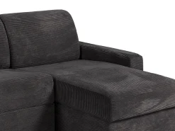 Sofá|Vente-unique Sofá de canto convertível abertura rápida veludo canelado cinzento 160 cm ripas largas 22 cm CALITO Cinza antracite