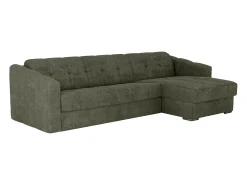 Vente-unique Sofá de canto convertível abertura rápida tecido verde ripas largas - 140 cm - 18 cm DARIELO^ Sofá