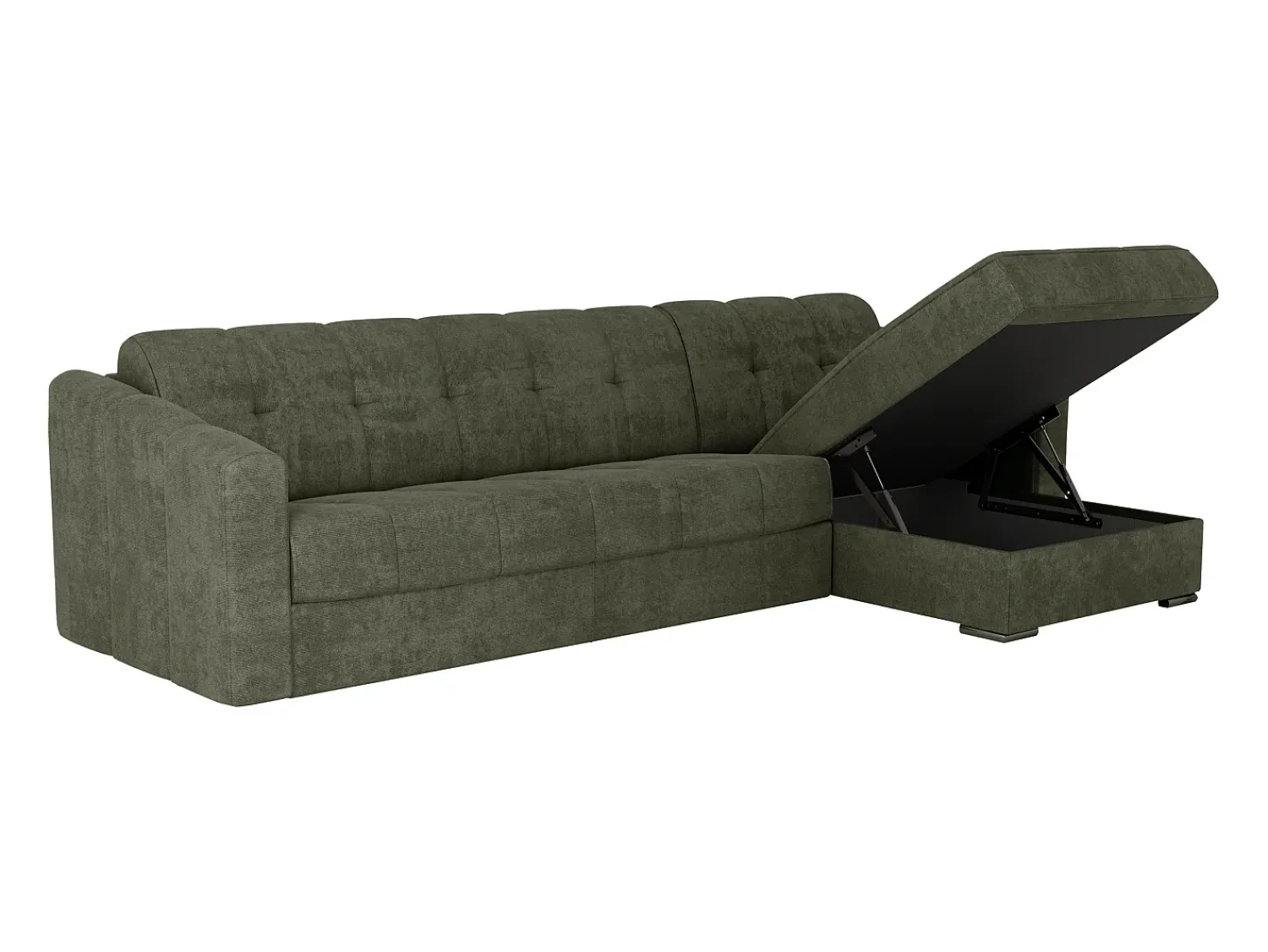 Vente-unique Sofá de canto convertível abertura rápida tecido verde ripas largas - 140 cm - 18 cm DARIELO^ Sofá