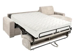 Outlet Vente-unique Sofá de canto convertível abertura rápida veludo canelado 160 cm ripas largas 22 cm CALITO Bege