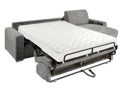 Online Vente-unique Sofá de canto convertível abertura rápida veludo canelado 140 cm latte large 18 CALITO Cinzento claro