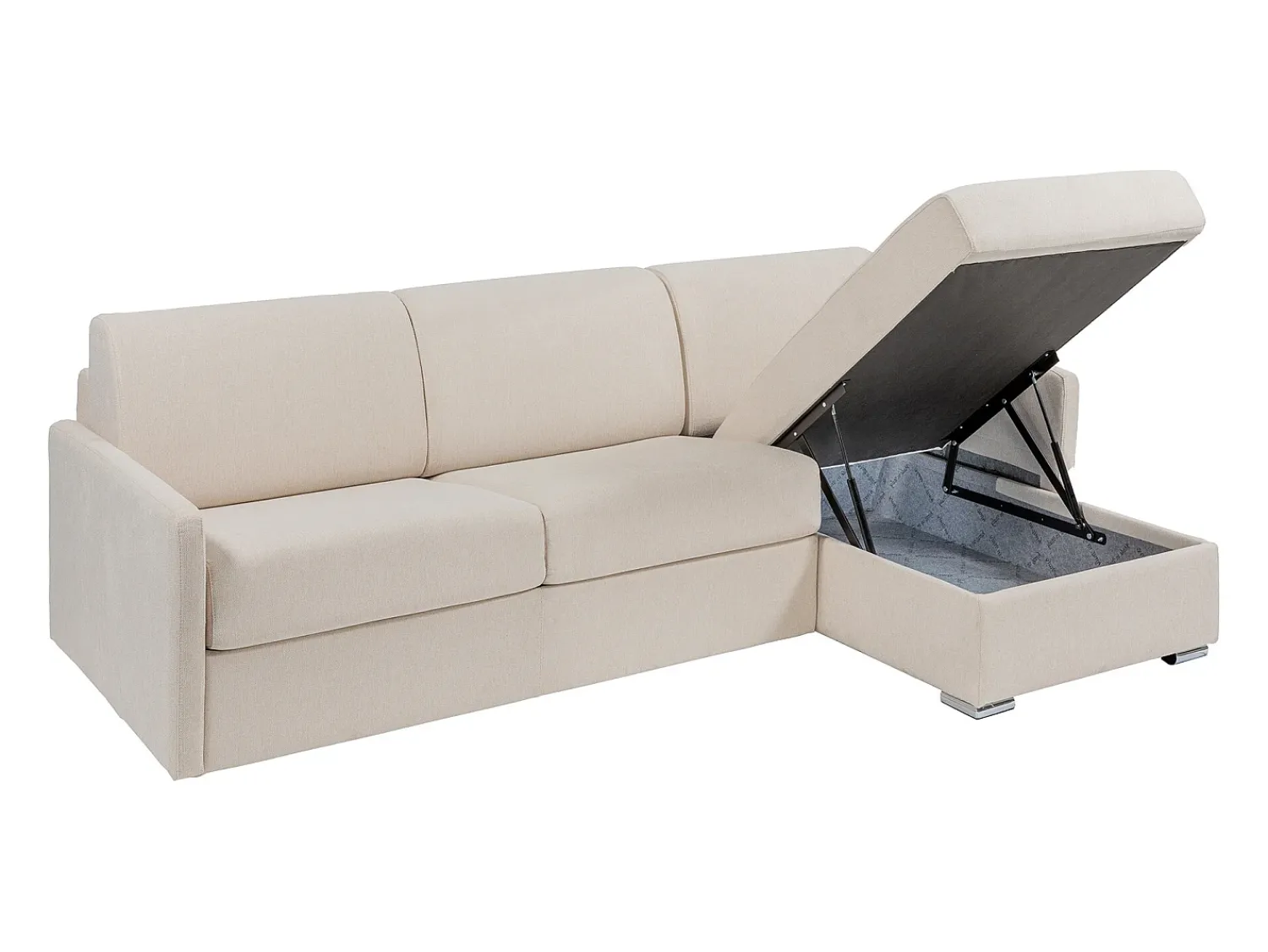 Sofá|Vente-unique Sofá de canto convertível abertura rápida tecido , cama 160 cm e colchão 22 cm CALIFE Bege