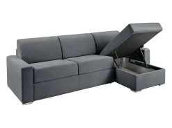 Sofá*Vente-unique Sofá de canto convertível abertura rápida tecido cinzento antracite ripas 160 cm - 22 cm - CALITO Cinza antracite / Cinzento
