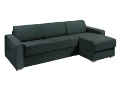 Sofá|Vente-unique Sofá de canto convertível abertura rápida tecido verde abeto ripas largas 160 cm - 22 cm - CALITO Verde pinho