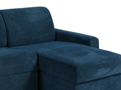 Vente-unique Sofá de canto convertível abertura rápida veludo canelado 160 cm ripas largas 22 cm CALITO^ Sofá