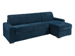 Vente-unique Sofá de canto convertível abertura rápida veludo canelado 160 cm ripas largas 22 cm CALITO^ Sofá