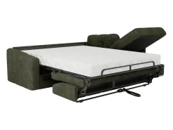 Sofá*Vente-unique Sofá de canto convertível abertura rápida tecido verde ripas largas - 140 cm - 22 cm DARIELO Caqui
