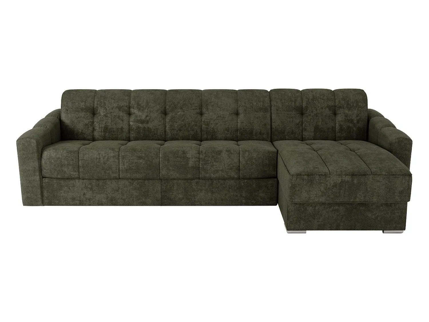 Sofá*Vente-unique Sofá de canto convertível abertura rápida tecido verde ripas largas - 140 cm - 22 cm DARIELO Caqui