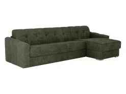 Sofá*Vente-unique Sofá de canto convertível abertura rápida tecido verde ripas largas - 140 cm - 22 cm DARIELO Caqui