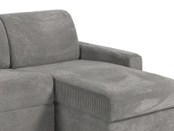 Sofá|Vente-unique Sofá de canto convertível abertura rápida veludo canelado 160 cm latte large 14 CALITO Cinzento claro