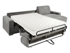 Sofá|Vente-unique Sofá de canto convertível abertura rápida veludo canelado 160 cm latte large 14 CALITO Cinzento claro