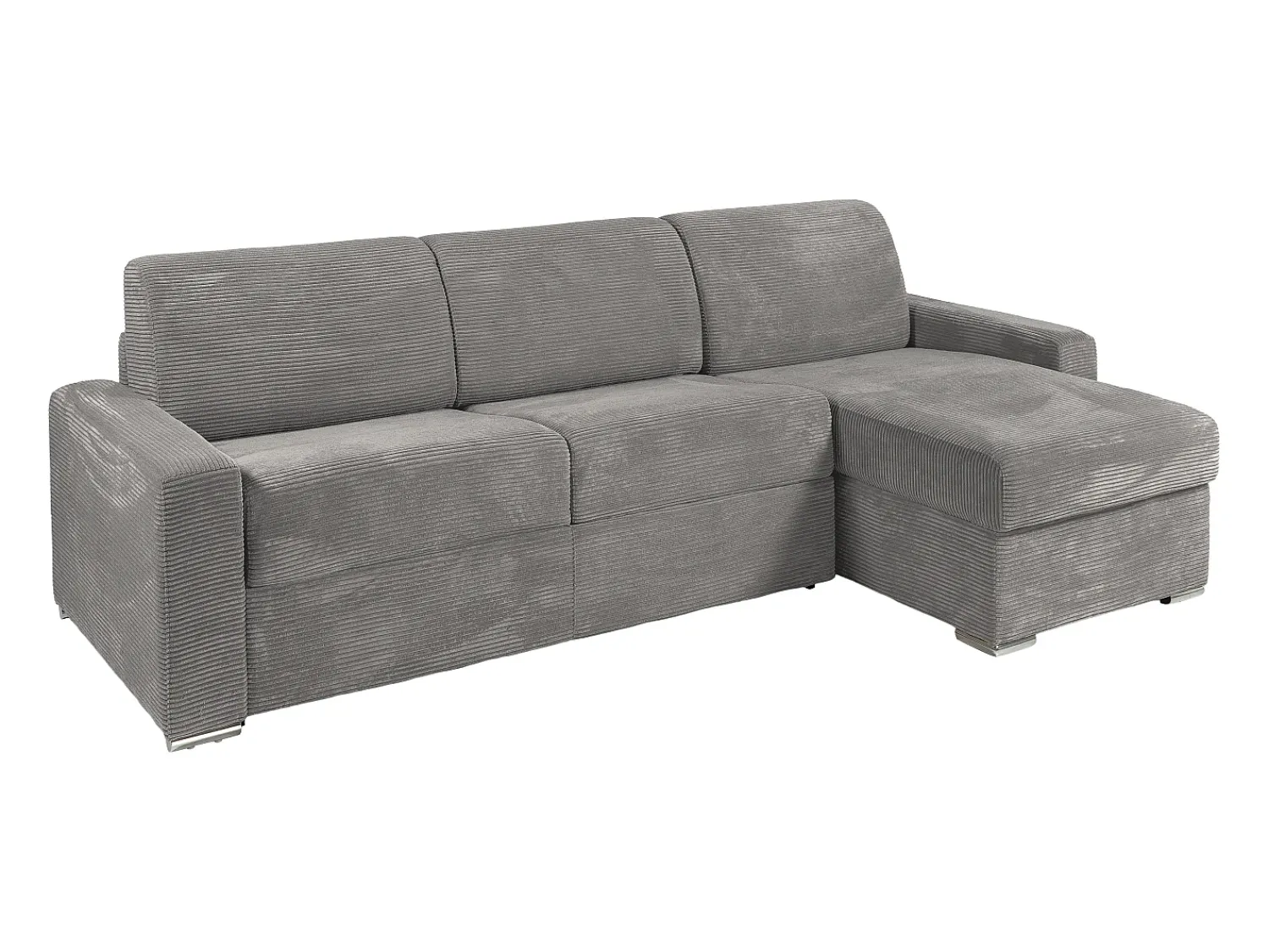 Sofá|Vente-unique Sofá de canto convertível abertura rápida veludo canelado 160 cm latte large 14 CALITO Cinzento claro