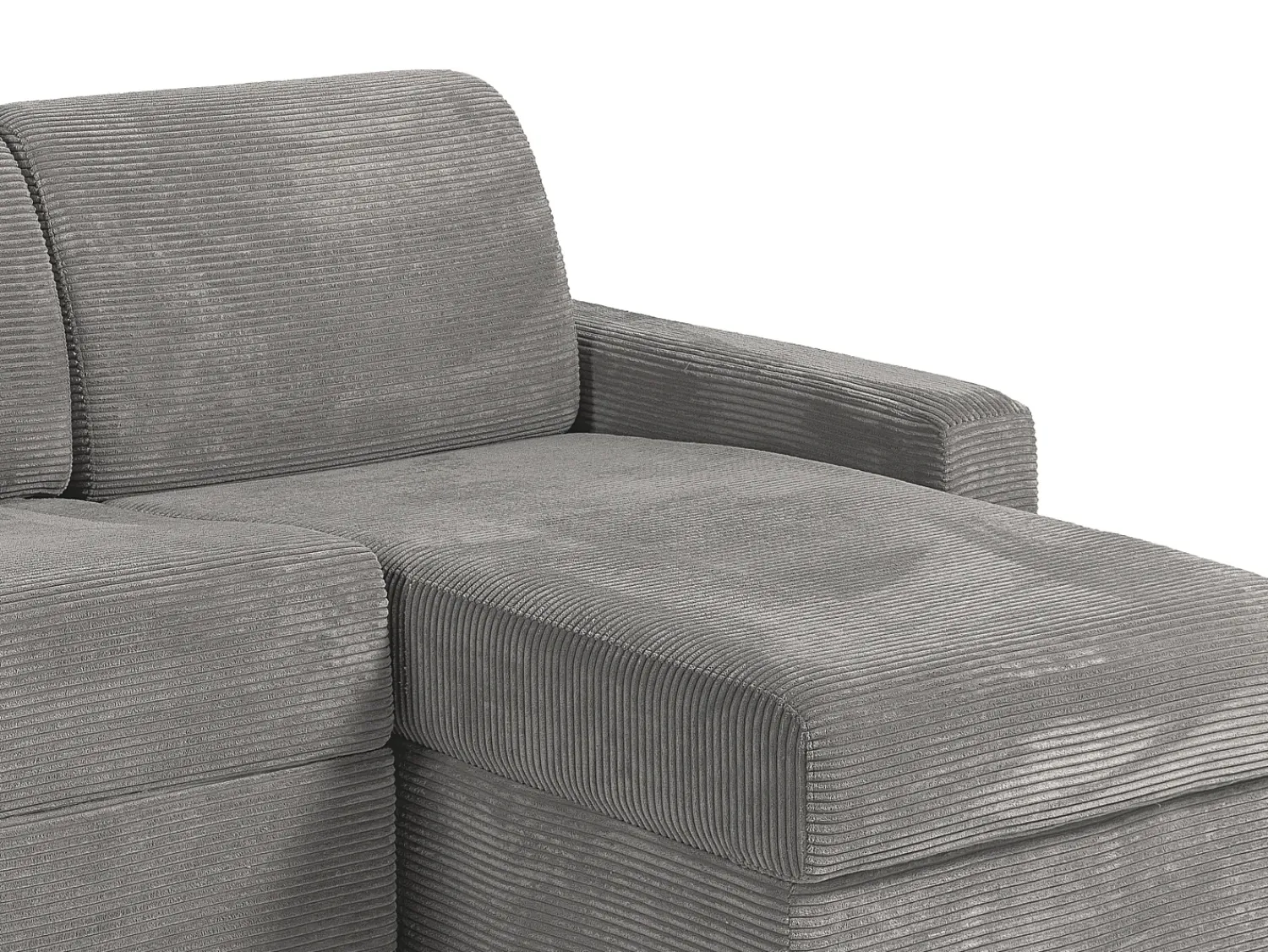 Sale Vente-unique Sofá de canto convertível abertura rápida veludo canelado 160 cm 18 cm CALITO Cinzento claro