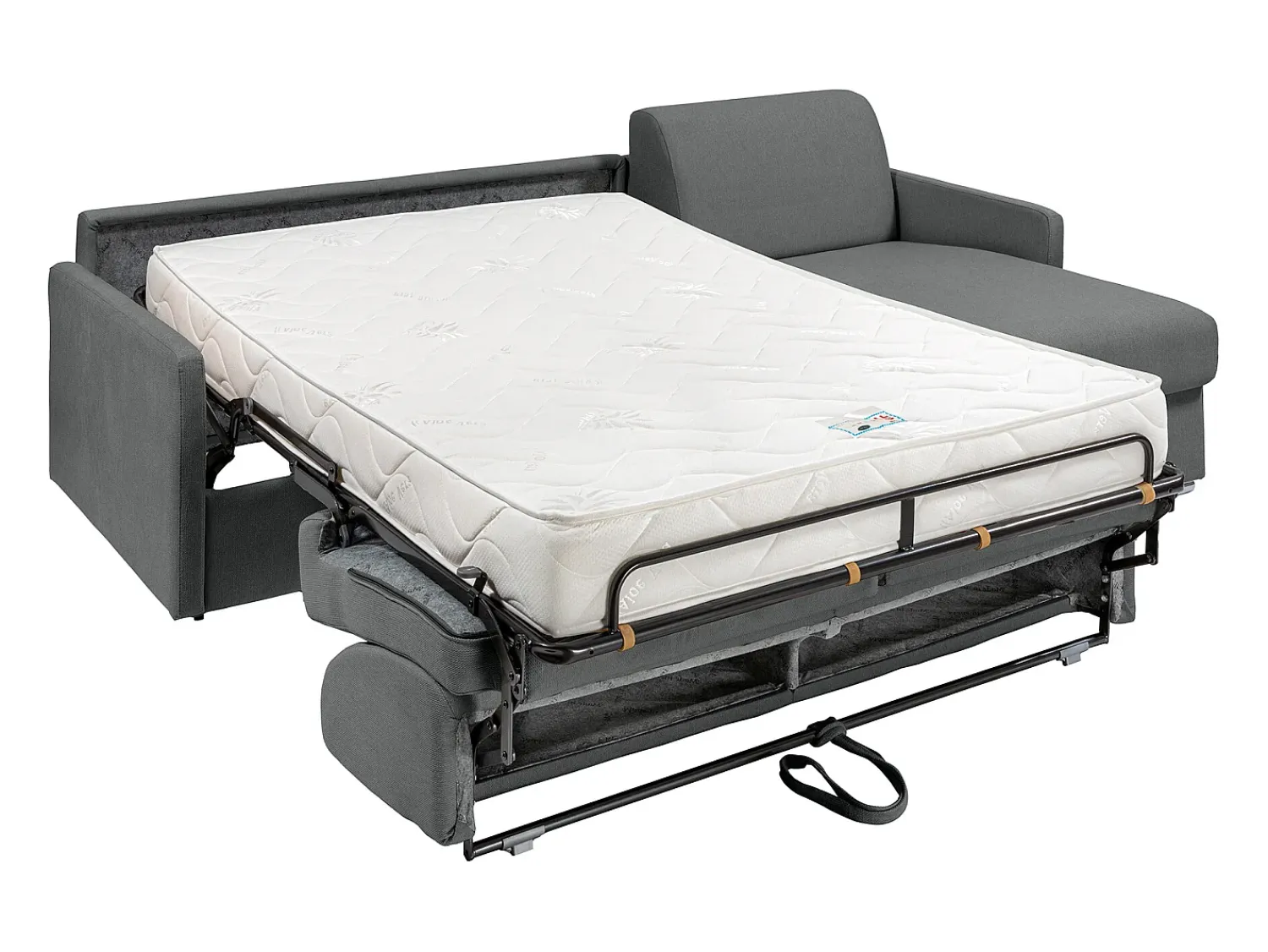 Sofá*Vente-unique Sofá de canto convertível abertura rápida tecido cinza, cama 140 cm e colchão 18 cm CALIFE Cinzento