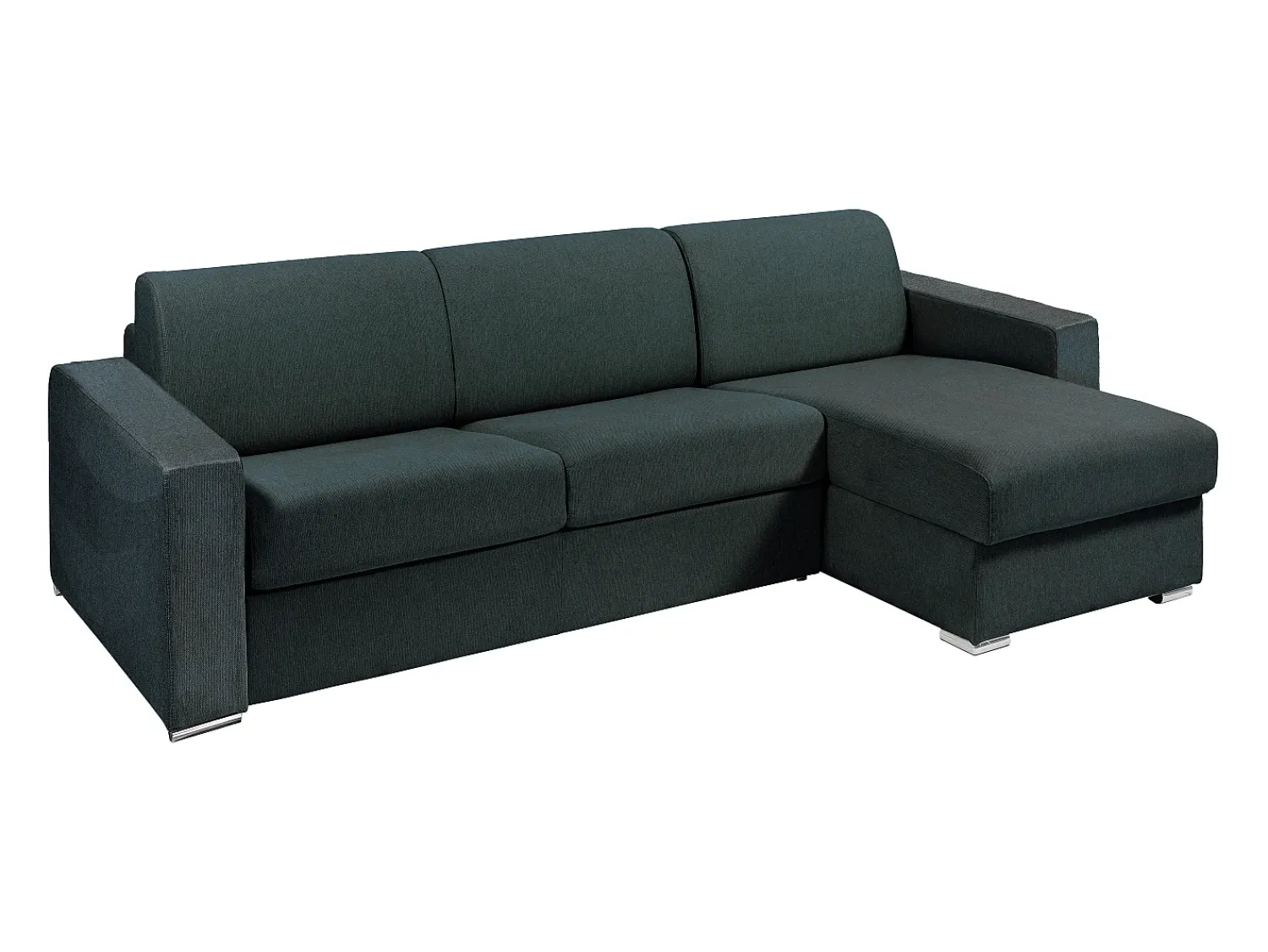 Sale Vente-unique Sofá de canto convertível abertura rápida tecido verde abeto ripas largas 140 cm - 14 cm - CALITO Verde pinho